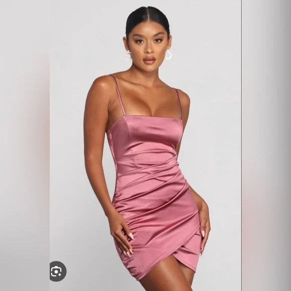 Windsor mauve satin wrapped mini dress - Picture 4 of 4